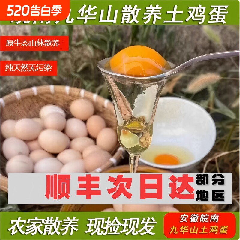 皖南土鸡蛋正宗九华山散养笨鸡蛋柴鸡蛋月子蛋绿壳乌鸡蛋顺丰新鲜