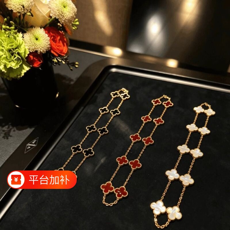 经典四叶草十花项链多色贝母双面锁骨链简约时尚百搭送礼毛衣链