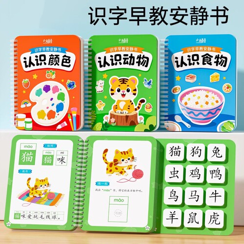 识字书幼儿童看图识物卡片启蒙2至6岁认字神器粘贴宝宝早教安静书
