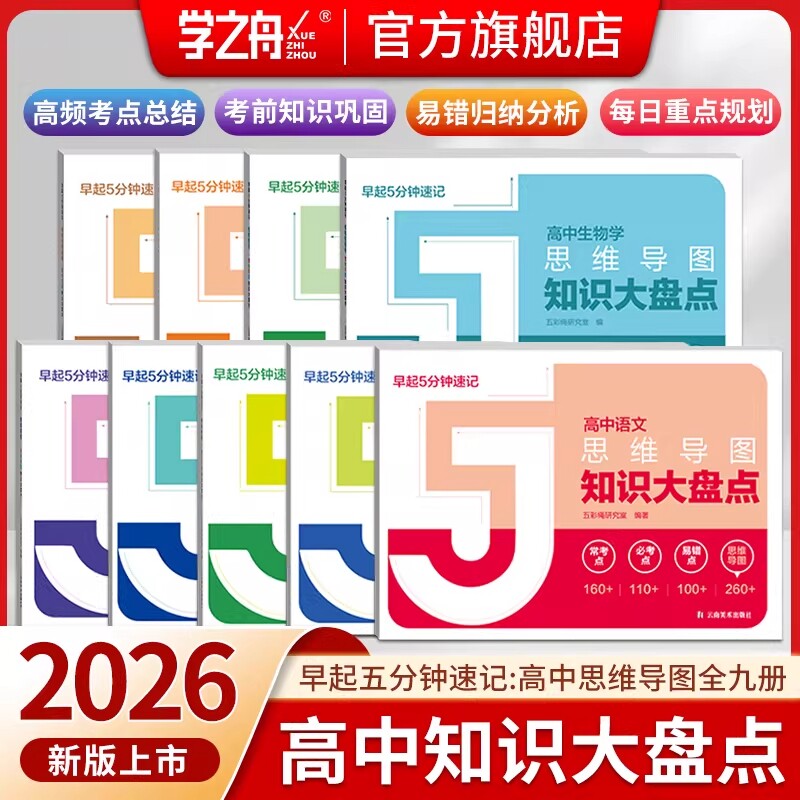 学之舟高中政治思维导图数学知识大盘点早起5分钟速记 2025版高考复习难点语文英语物理化学生物历史地理基础知识必背考前巩固手册