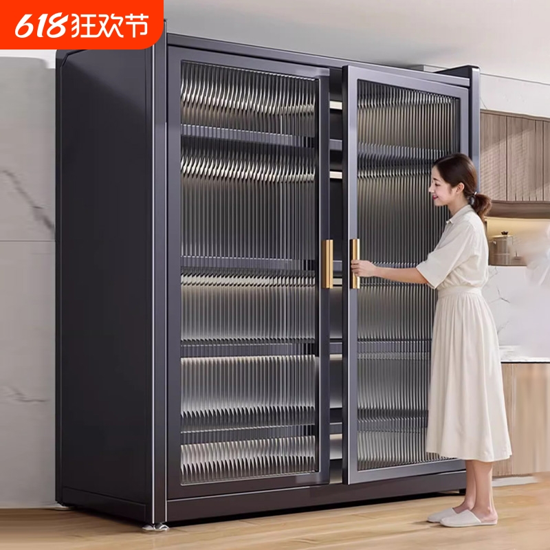厨房多功能置物架落地多层家用收纳柜微波炉防尘多功能橱柜储物柜