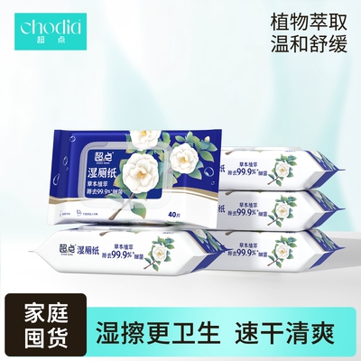超点山茶花湿厕纸温和洁净亲肤湿巾装40抽便携卫生纸家用安全香味