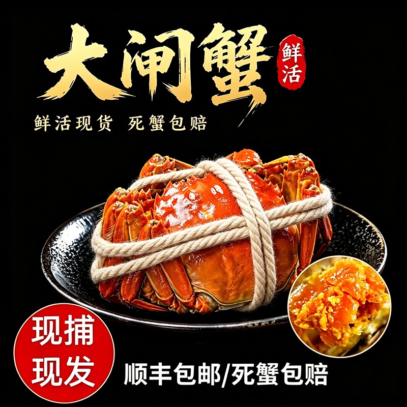 活蟹苏州大闸蟹鲜活现货特大母蟹4两8只全母红膏螃蟹河蟹中秋礼盒