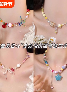 黄色蝴蝶结星星项链|千人加购