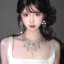 项链爆闪水滴晚礼服女新款 夸张名媛宴会锁骨链新娘主持人配饰颈链