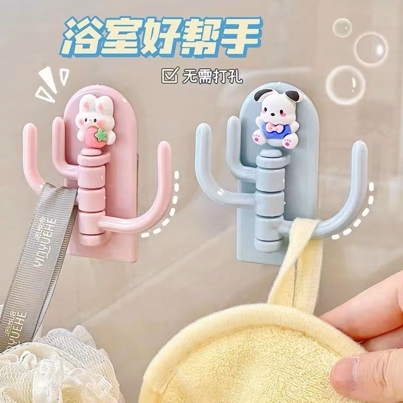 可旋转挂钩可爱无痕三钩墙壁强力无痕粘贴门后浴室毛巾粘钩挂架