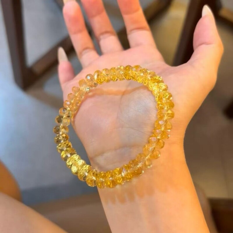 爆闪高级感同款黄水晶手链女招财转运小众礼算盘珠叠带招财手串