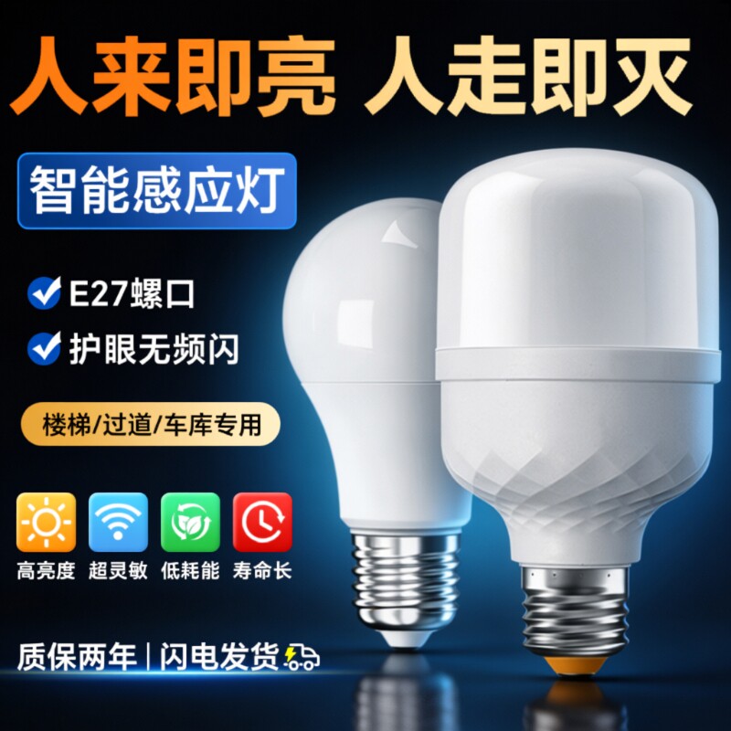 感应灯人体感应过道楼梯楼道声光控感应灯智能家用led走廊厕所灯