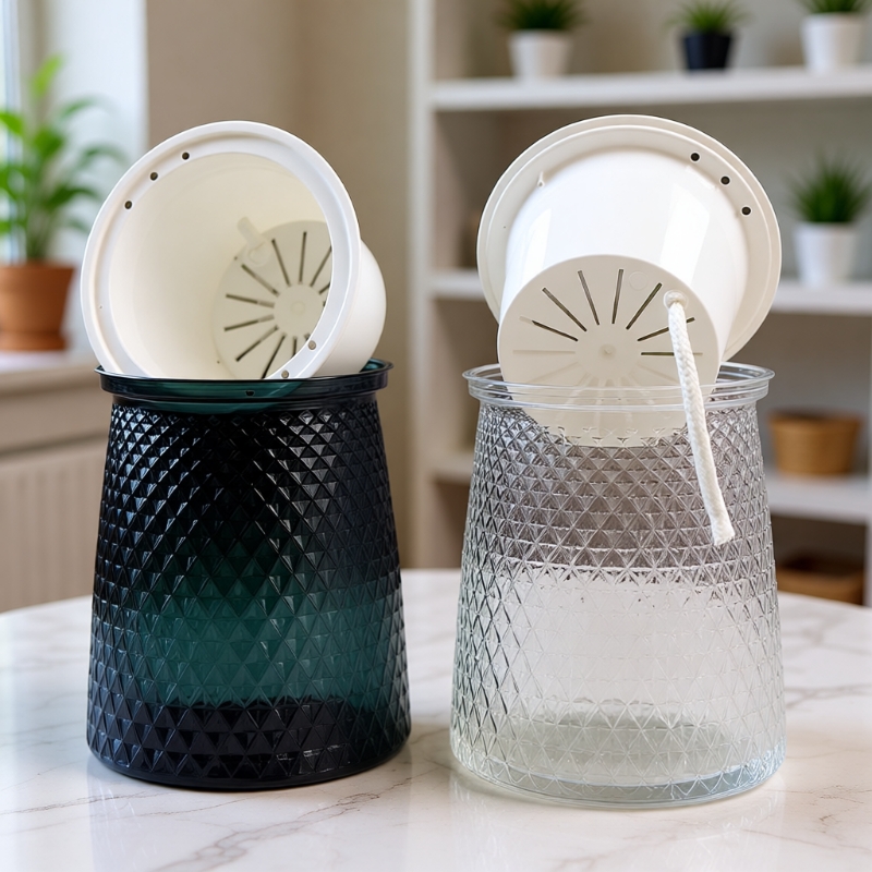 自吸水花盆家用塑料多肉懒人繁星透明加厚桌面水培绿萝双层花卉盆