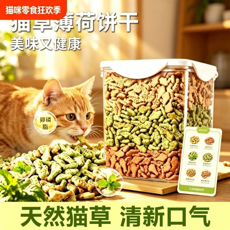 猫薄荷饼干猫咪化毛零食猫草粒磨牙排毛棒增肥营养幼猫鸡肉三文鱼