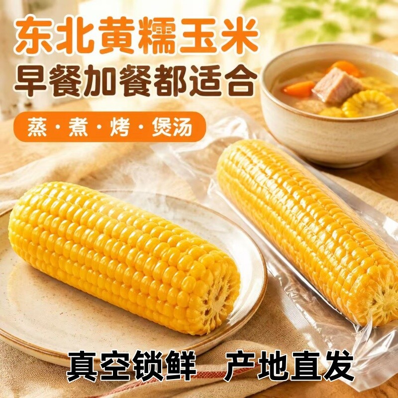 东北黄糯玉米粘苞米香糯玉米新鲜现摘真空锁鲜粗粮代餐香甜软糯