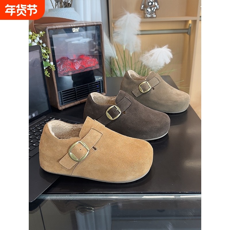 内增高厚底冬季加绒勃肯鞋全包保暖2025新款真牛皮毛毛博肯鞋女鞋,女鞋,勃肯鞋/软木鞋,淘宝优惠券,粉丝福利购,淘宝优惠卷