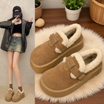 厚底勃肯鞋女加绒加厚雪地靴外穿2025年冬季新款保暖毛毛棉鞋毛绒