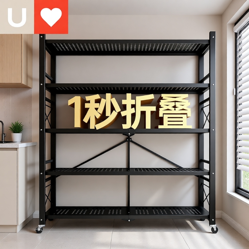 特厚免安装折叠置物架送货上门