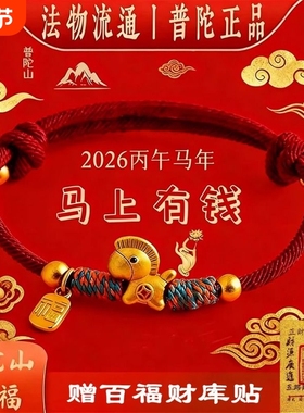 马年手链本命年钱币手工编织手绳福禄招财红绳编绳女足银转运珠