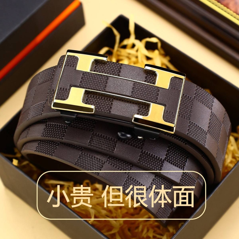 爱马男仕皮带真皮自动扣高档腰带轻奢商务休闲百搭裤带男结婚高级