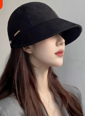 新款黑色顶遮阳帽女户外骑行宽檐百搭显小脸型日常休闲渔夫鸭舌帽