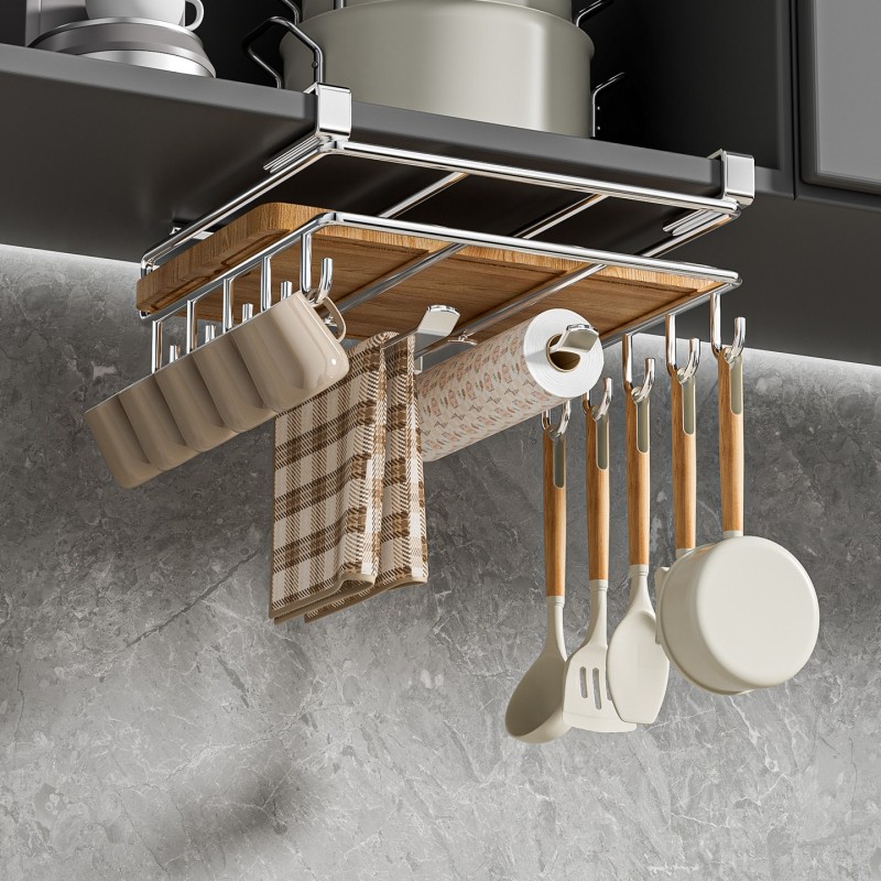 厨房置物架悬挂橱柜多功能吊柜下挂架菜板架子挂钩砧板台面壁挂