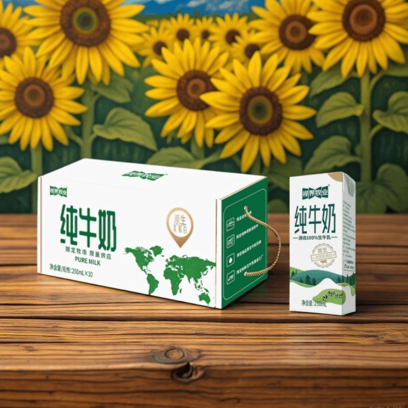 视界牧业全脂纯牛奶250ml生牛乳整箱学生儿童