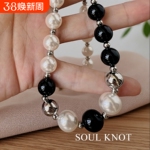 七夕送女友礼物黑曜石珍珠项链轻奢时尚精致小众设计高级感锁骨链