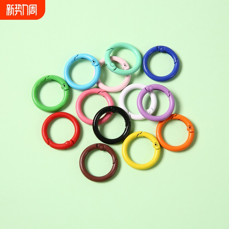 ranming/燃铭25mm日韩彩色合金喷漆圆形饰品配件弹簧开口