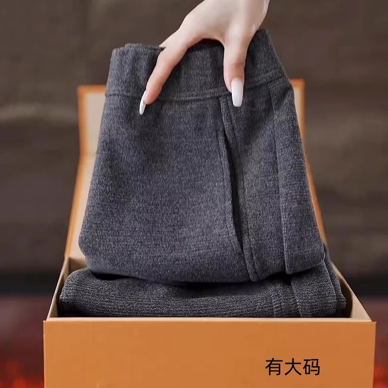 加绒冬款重磅垂感醋酸毛呢弯刀裤遮肉显瘦休闲百搭直筒裤大码