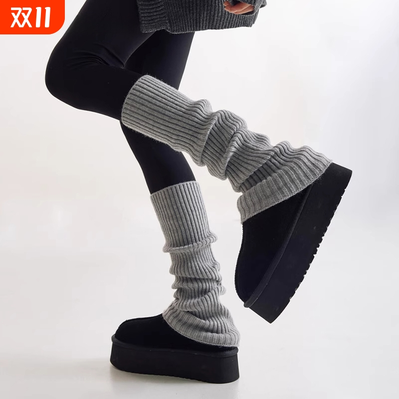 灰色袜套袜子女春秋季辣妹小腿袜女士长袜针织腿套堆堆袜配鲨鱼裤