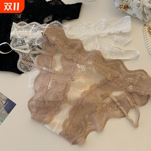女 女透明甜美纯欲低腰内裤 法式 日系性感高开叉蕾丝内裤