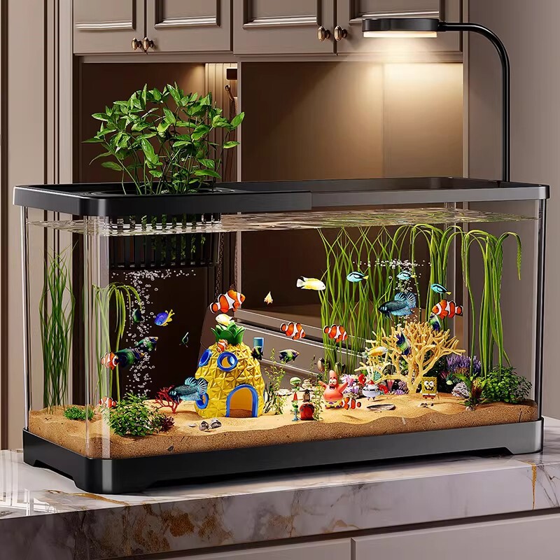 鱼缸小型客厅2026新款造景生态缸过滤制氧一体机金鱼底滤系统整套