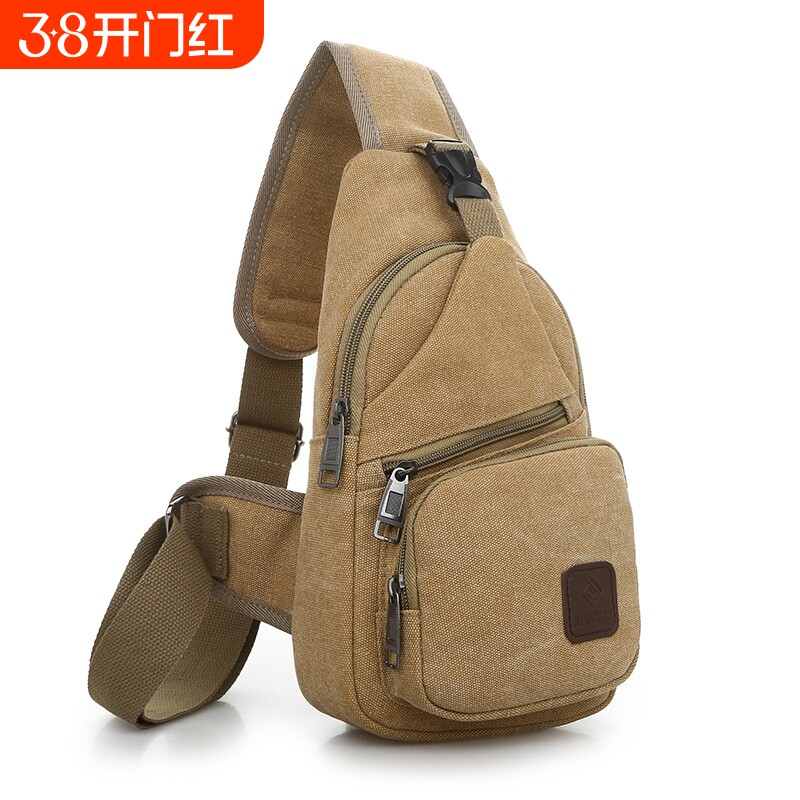 夏季休闲男包包胸包潮牌单肩斜挎背包多功能帆布小包潮流腰包男士