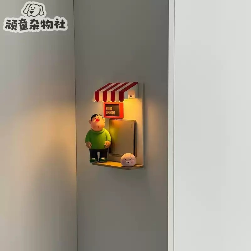 情绪价值拉满！多巴胺开关贴保护套墙贴客厅卧室创意胖虎装饰摆件