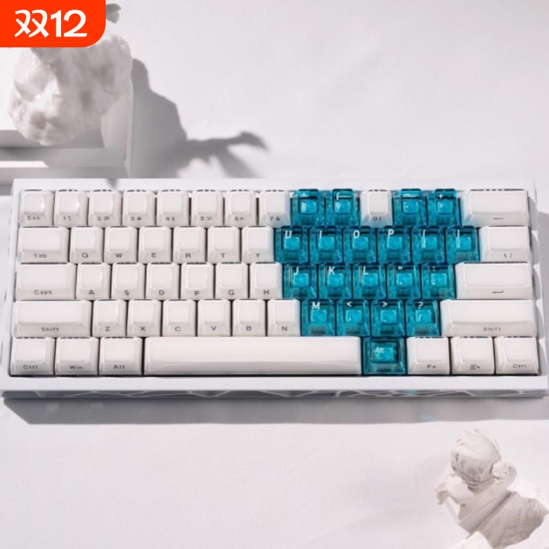 水晶果冻爱心双拼侧刻键帽适配wooting60/68/87/108机键械键盘帽