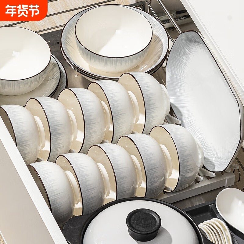 碗碟套装家用2025新款陶瓷碗盘筷餐具套装釉下彩饭碗家用简约现代