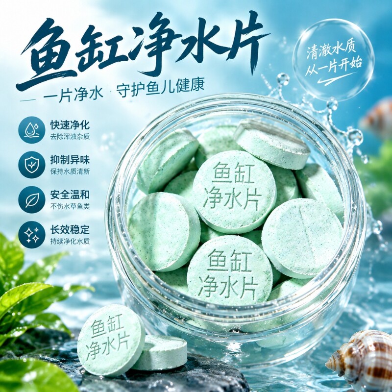 鱼缸除藻剂片剂去苔剂青苔清除剂褐藻绿水绿藻去除水草不伤鱼藻剂