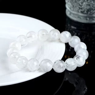 贝柚雪花幽灵白水晶手串珍珠白色水晶手链稳定情绪高级轻奢手串