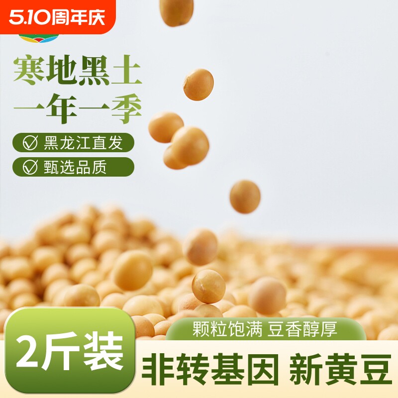 1斤当季新豆5斤装非转基因大豆高蛋白磨豆腐打豆浆生豆芽专用黄豆
