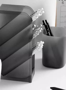 透明斜插式笔筒收纳盒笔笔办公室桌面笔架展示架马克笔学生大容量文具超大亚克力儿童女孩男孩小物件化妆多层