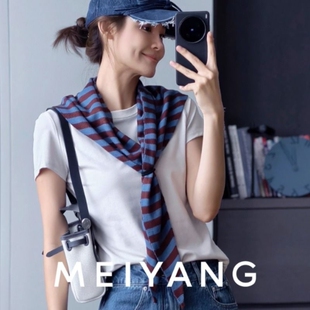 美洋MEIYANG盐巧三角披肩复古撞色简约百搭条纹针织围巾-周二冬季