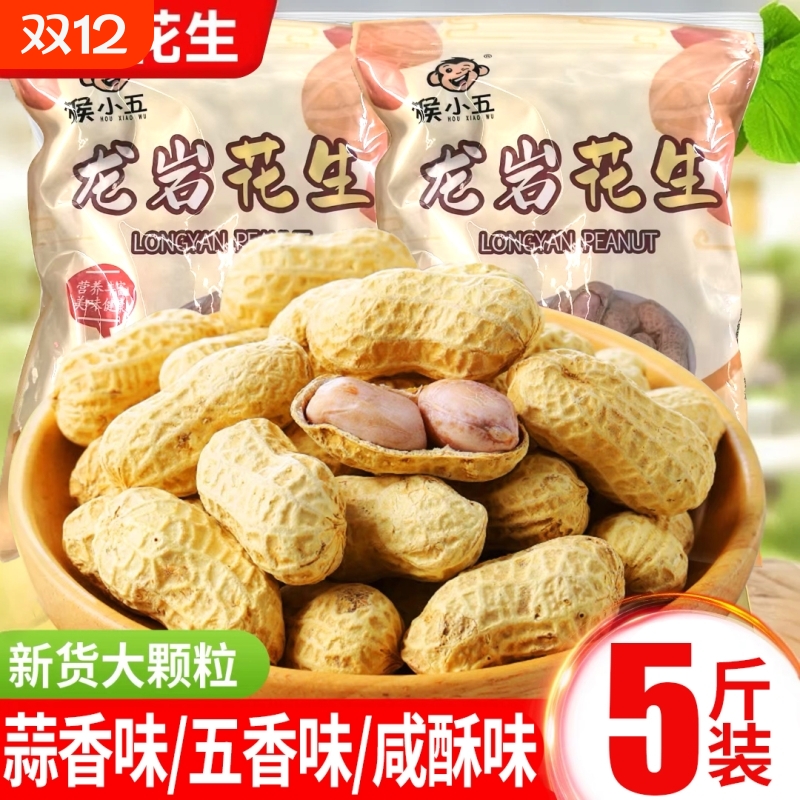 龙岩花生蒜香五香味花生米带壳炒货小零食下酒菜熟花生特产新鲜