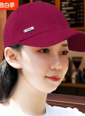 棒球帽帽子女新款四季防晒帽时尚百搭防护帽春秋鸭舌帽红色户外