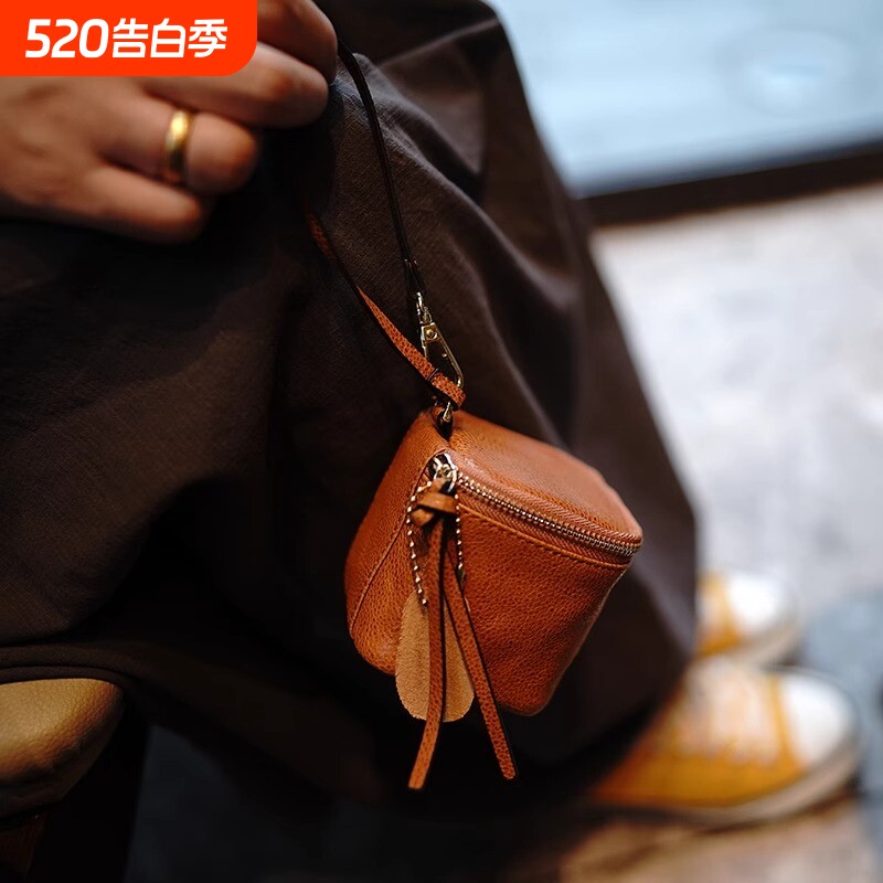 简约钥匙包真软皮质感迷你时尚手拎耳机口红硬币文玩收纳包零钱包