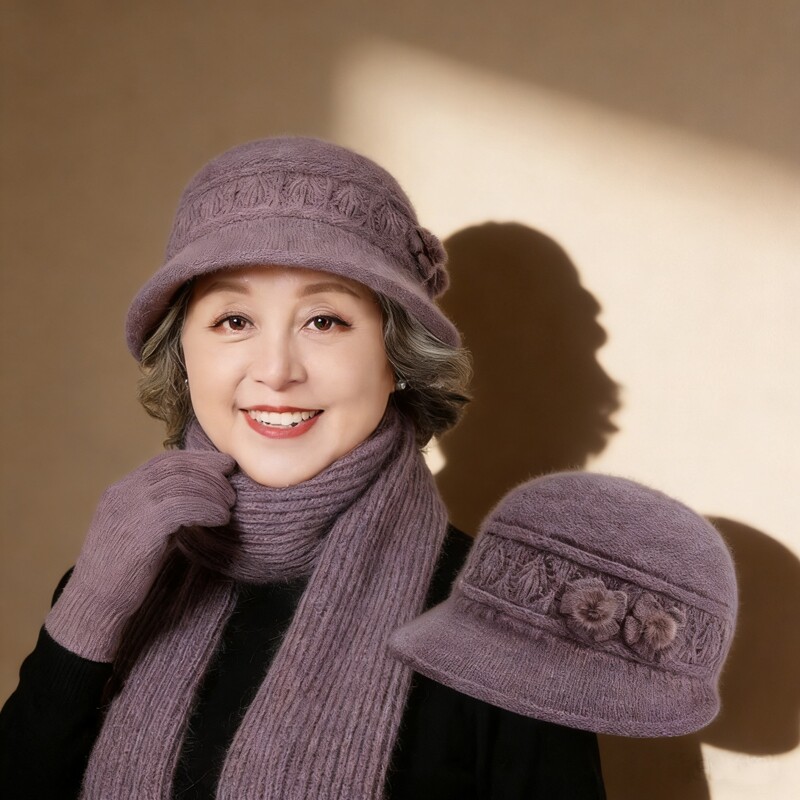 2025新款女士帽子冬季防寒加厚中老年人保暖帽子新款兔毛妈妈帽