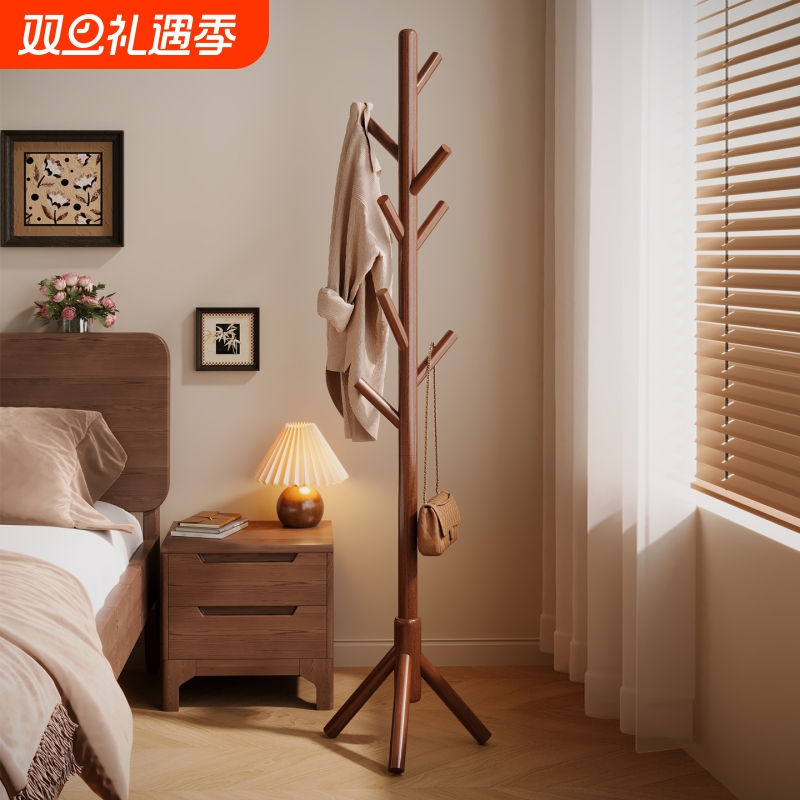 实木挂衣架卧室落地家用加厚