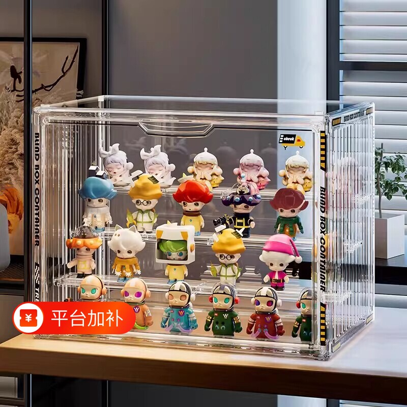 手办展示柜盲盒收纳展示架亚克力透明玩具娃娃防尘阶梯桌面摆放