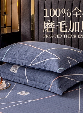 纯棉枕套枕头套48x74一对装加厚磨毛单人学生全棉单2024新款防头