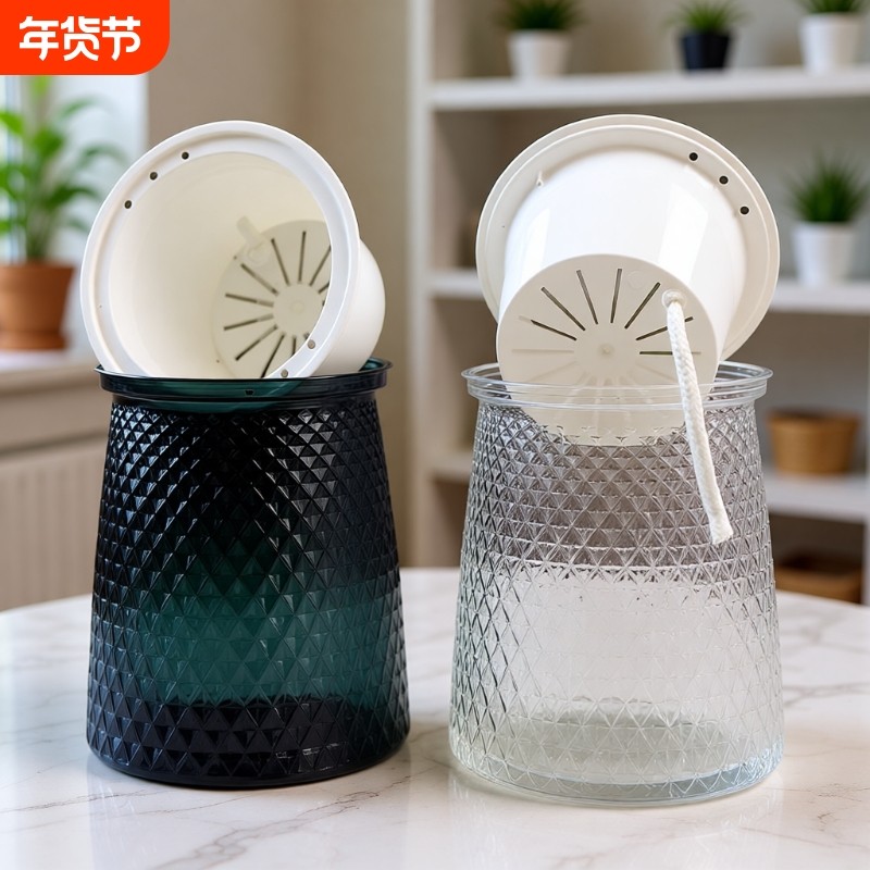 自吸水花盆家用塑料多肉懒人繁星透明加厚桌面水培绿萝双层花卉盆,鲜花速递/花卉仿真/绿植园艺,花盆,淘宝优惠券,粉丝福利购,淘宝优惠卷