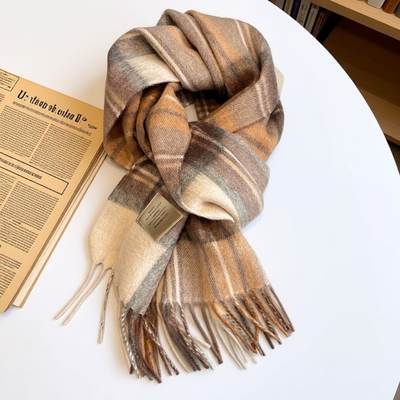 纯羊毛格纹围巾保暖|千人加购