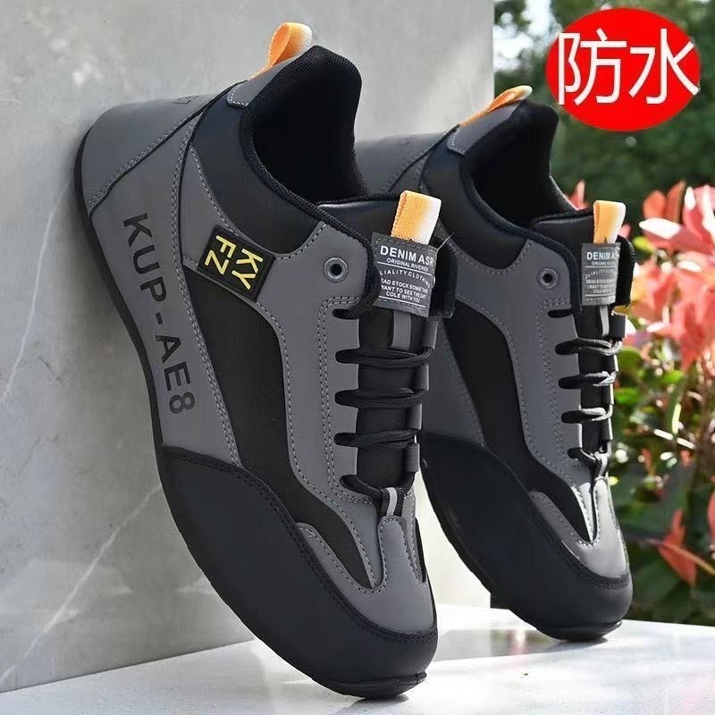男士鞋子春季新款皮面防水休闲鞋潮流百搭软底运动鞋高档潮鞋轻便