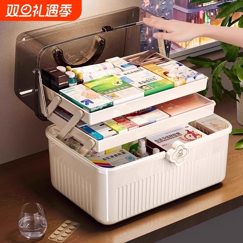 新款药箱家庭装大号医药箱家用药品收纳盒药物医疗大容量手提急救