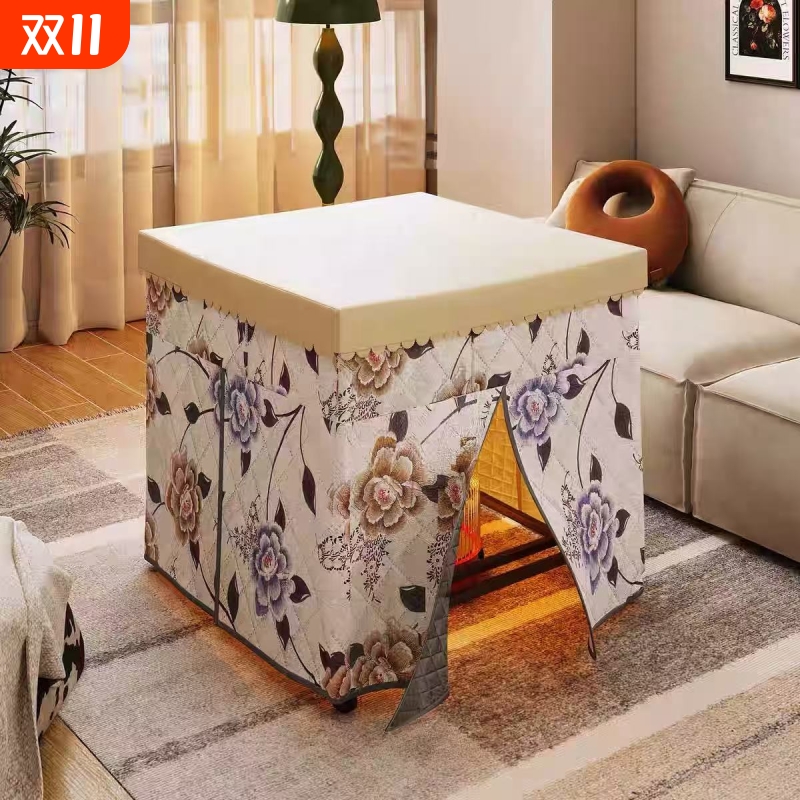 烤火桌子家用客厅烤火架取暖餐桌简易折叠饭桌正方形小桌子省空间